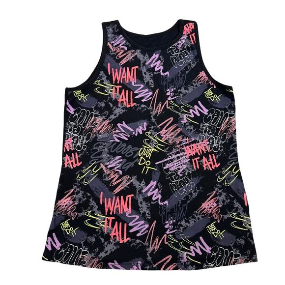 Nike Black Graffiti Graphic Tank Top Size Youth Girl's Large (14/16) - Picture 1 of 2